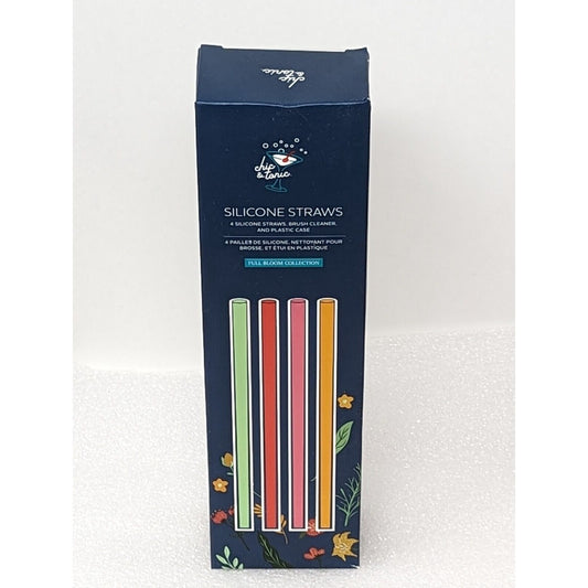 Chic & Tonic Set of 4 Silicone Straws + Brush Cleaner & Case