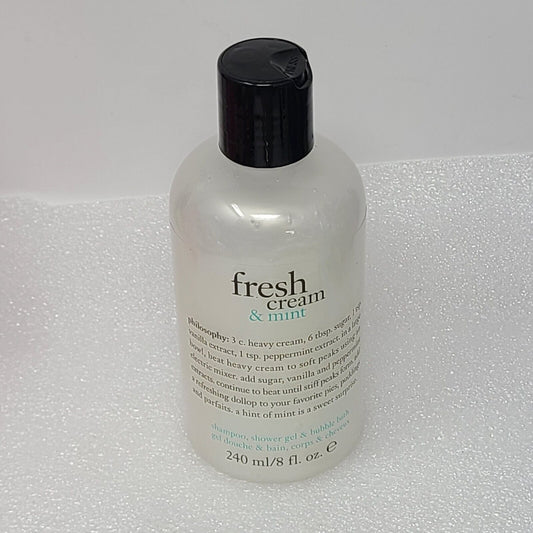 Philosophy Fresh Cream & MInt Shampoo, Shower Gel & Bubble Bath 8 oz 3 in 1