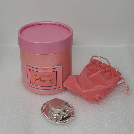 Vintage Estee Lauder Pleasures Crystal Straw Hat Solid Perfume