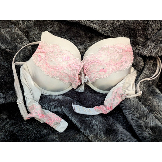 Victoria's Secret Dream Angels Push Up Bra Pink with Rhinestones 36B