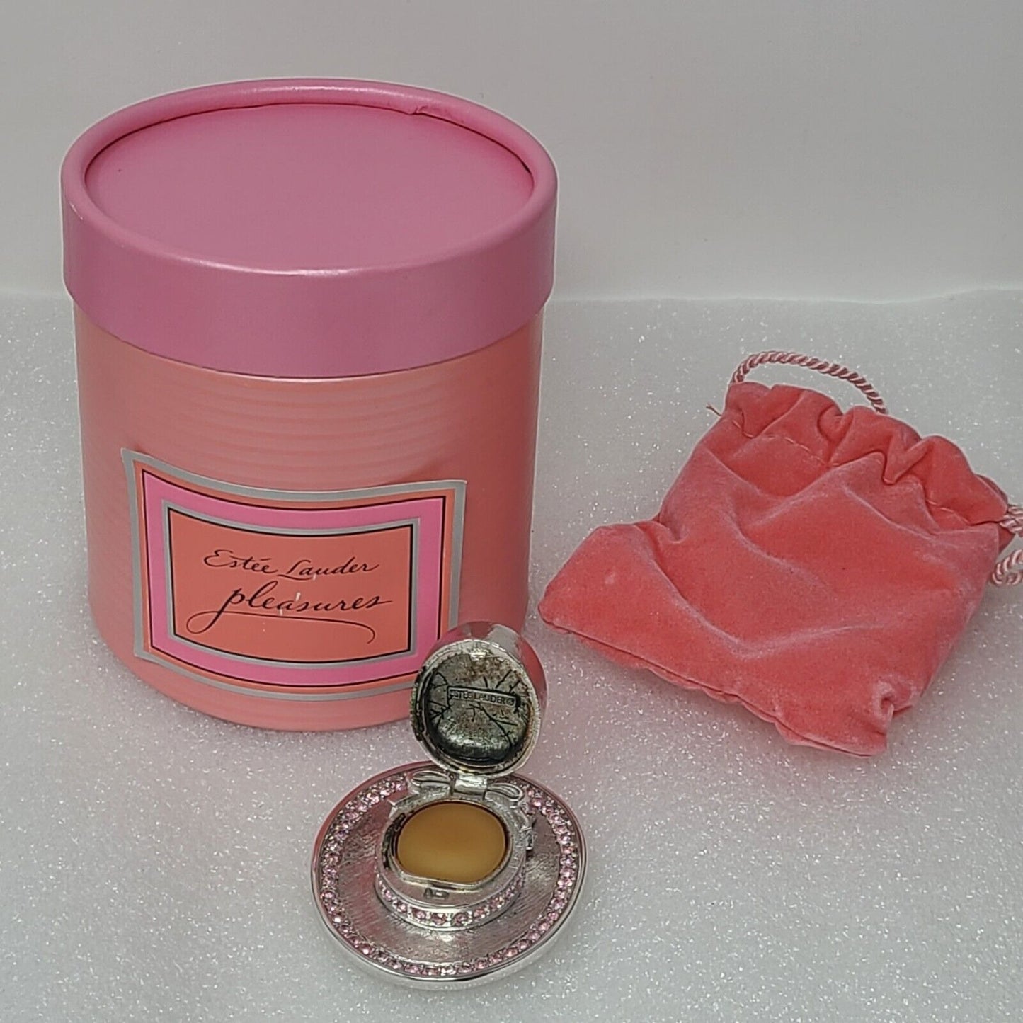 Vintage Estee Lauder Pleasures Crystal Straw Hat Solid Perfume